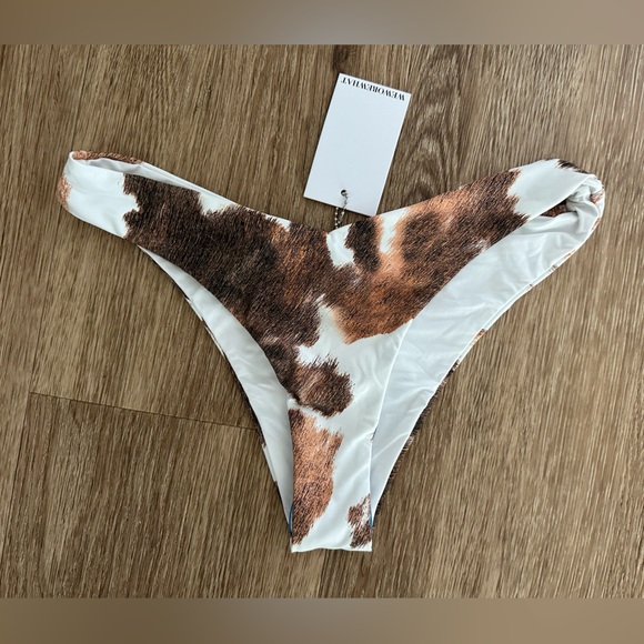 WeWoreWhat Delilah Bikini Bottom in Cow Hide Brown NWT - Picture 5 of 7